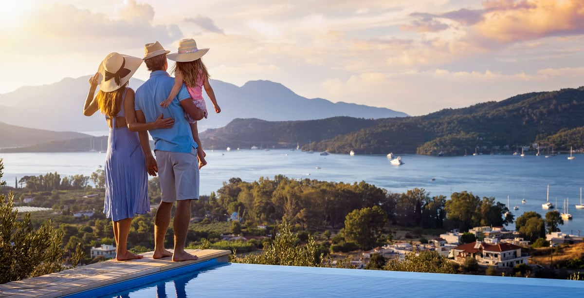 Family enjoying sunset