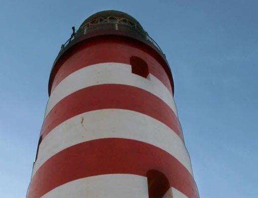 Red and white stripe light house