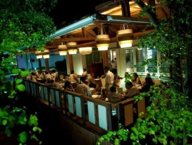 People dining in a restaurant patio