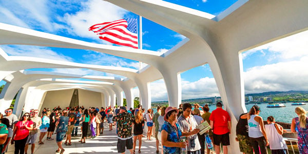 Tourists at Pearl Harbor National Monument