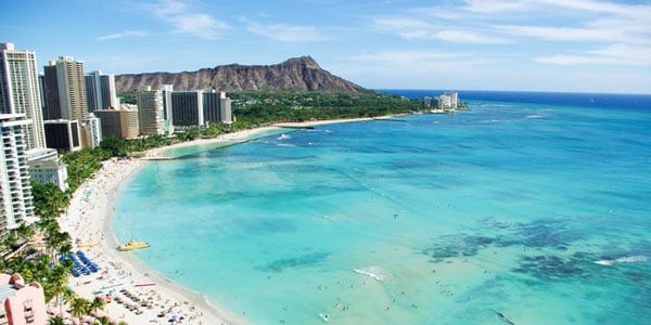 Aerial view of Waikiki Beach