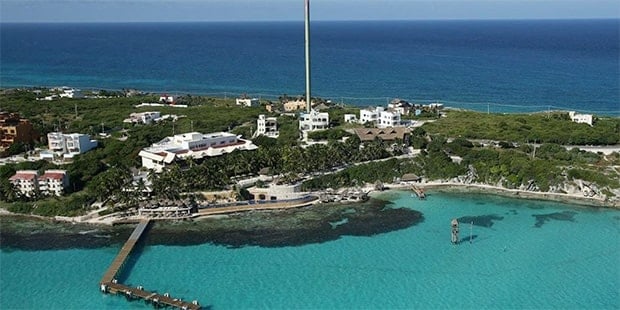 Isla Mujeres town blue water