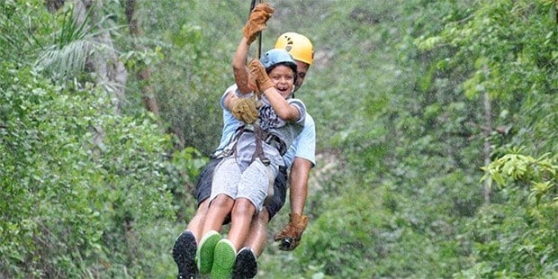 Zipline with dad and child 