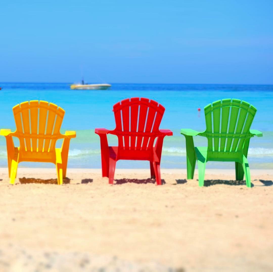 Beach chairs, 7 Mile Beach, Negril, Jamaica