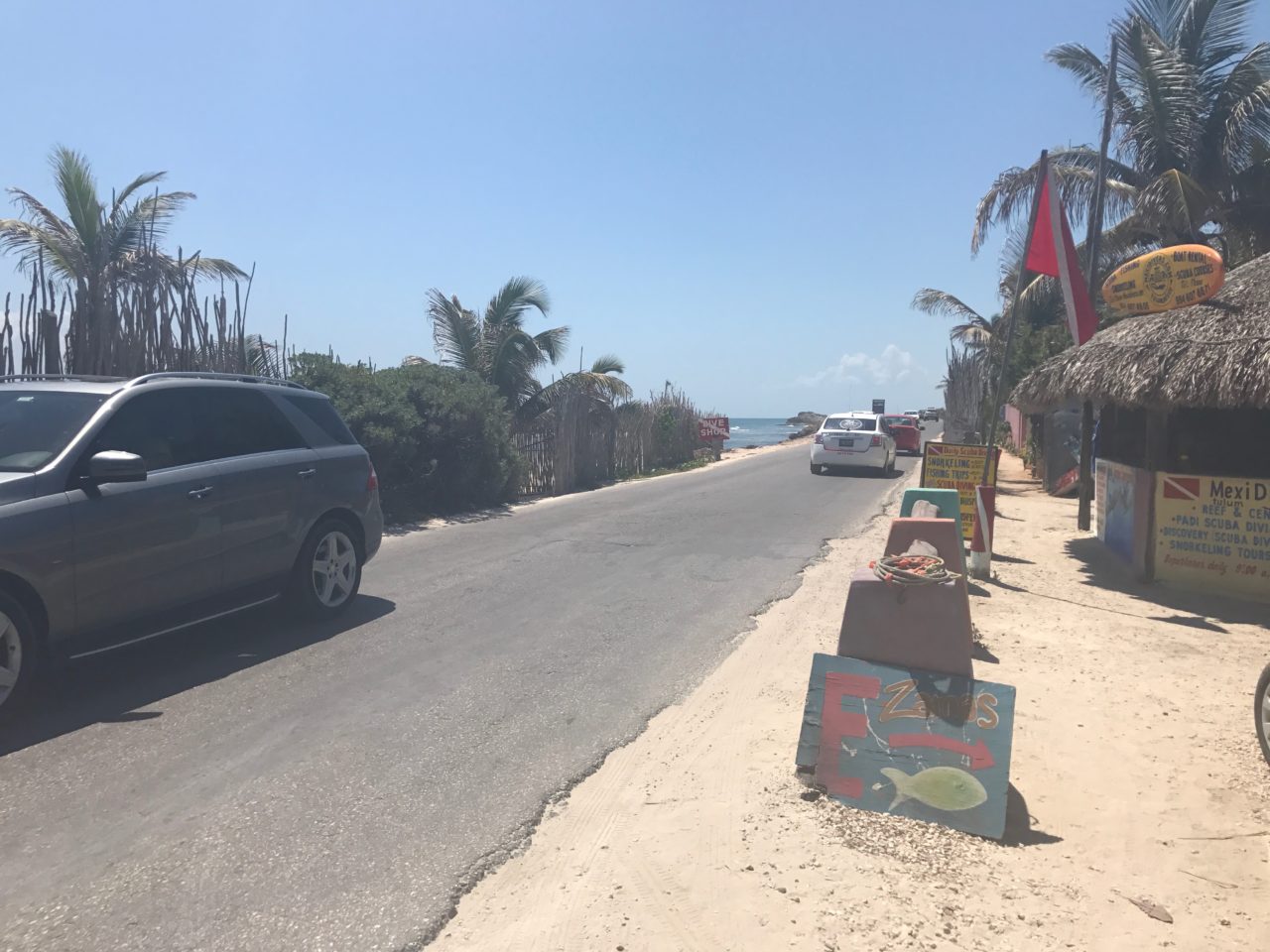 Tulum main road that leads to the beach, Riviera Maya, Mexico