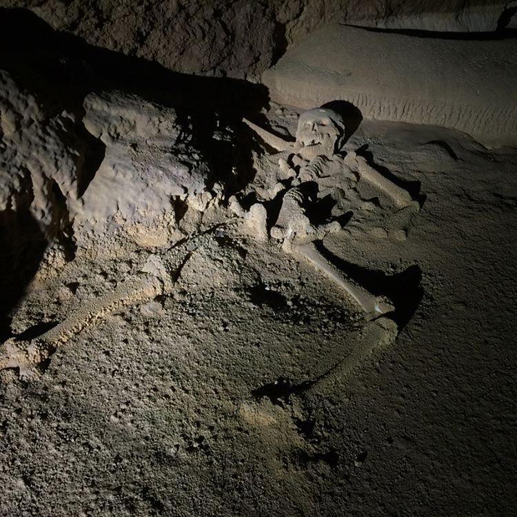 Human remains, ATM Cave, Belize, photo by: C. Joslin.)