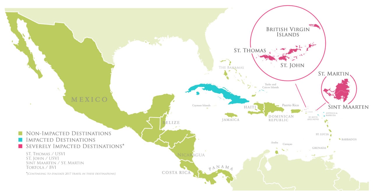 Affected Islands by Hurricane Irma