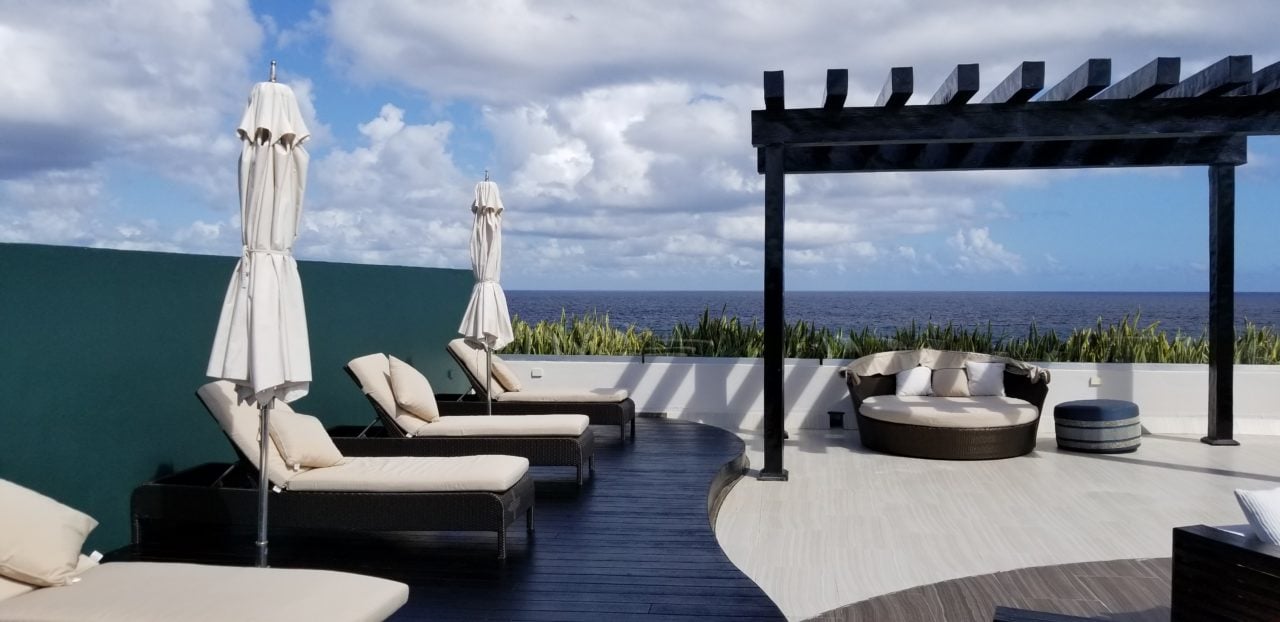 Loungers on the terrace, Hard Rock Hotel Riviera Maya, Mexico