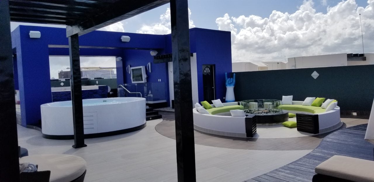 Hot tub and seating area, Hard Rock Hotel Riviera Maya, Mexico