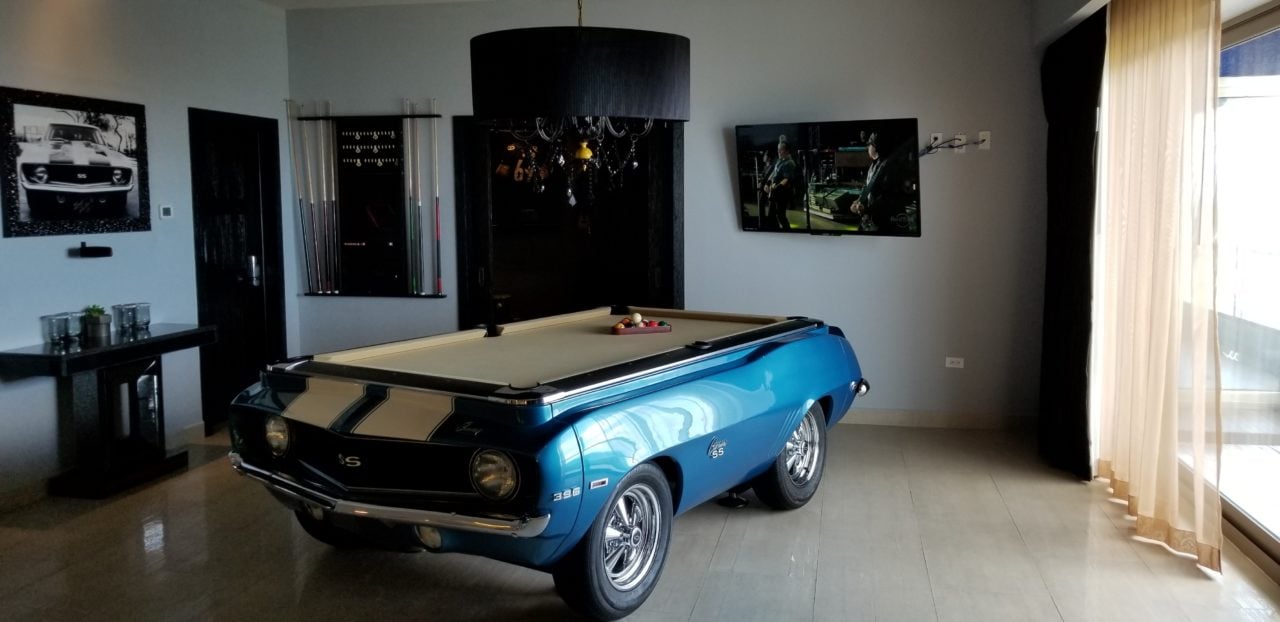 Camaro-converted billiard table, Hard Rock Hotel Riviera Maya, Mexico