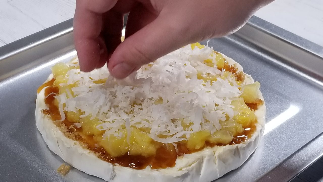 Brown sugar, pineapple and brown sugar on brie, Pina Colada Brie