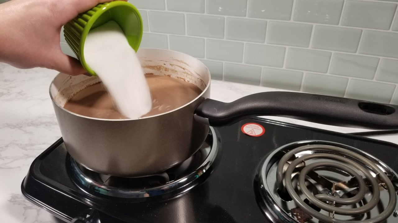 Adding sugar, Mexican Spiced Hot Chocolate