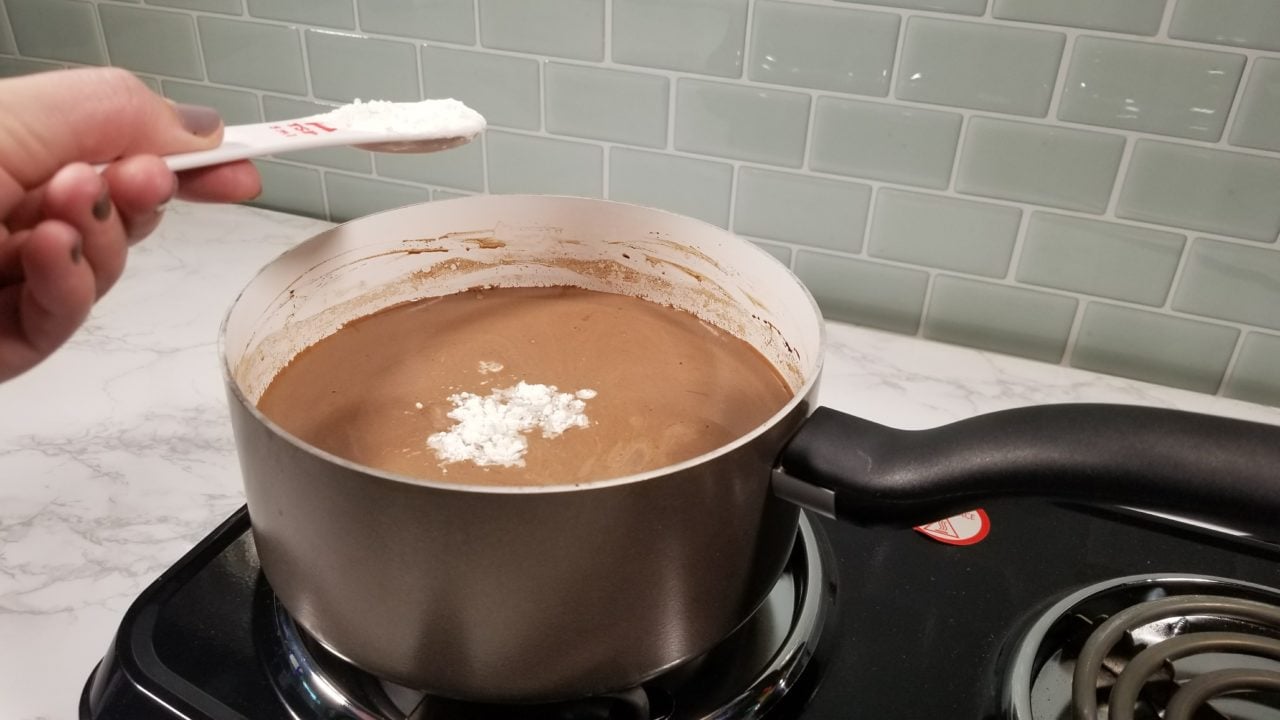 Adding cornstarch, Mexican Spiced Hot Chocolate