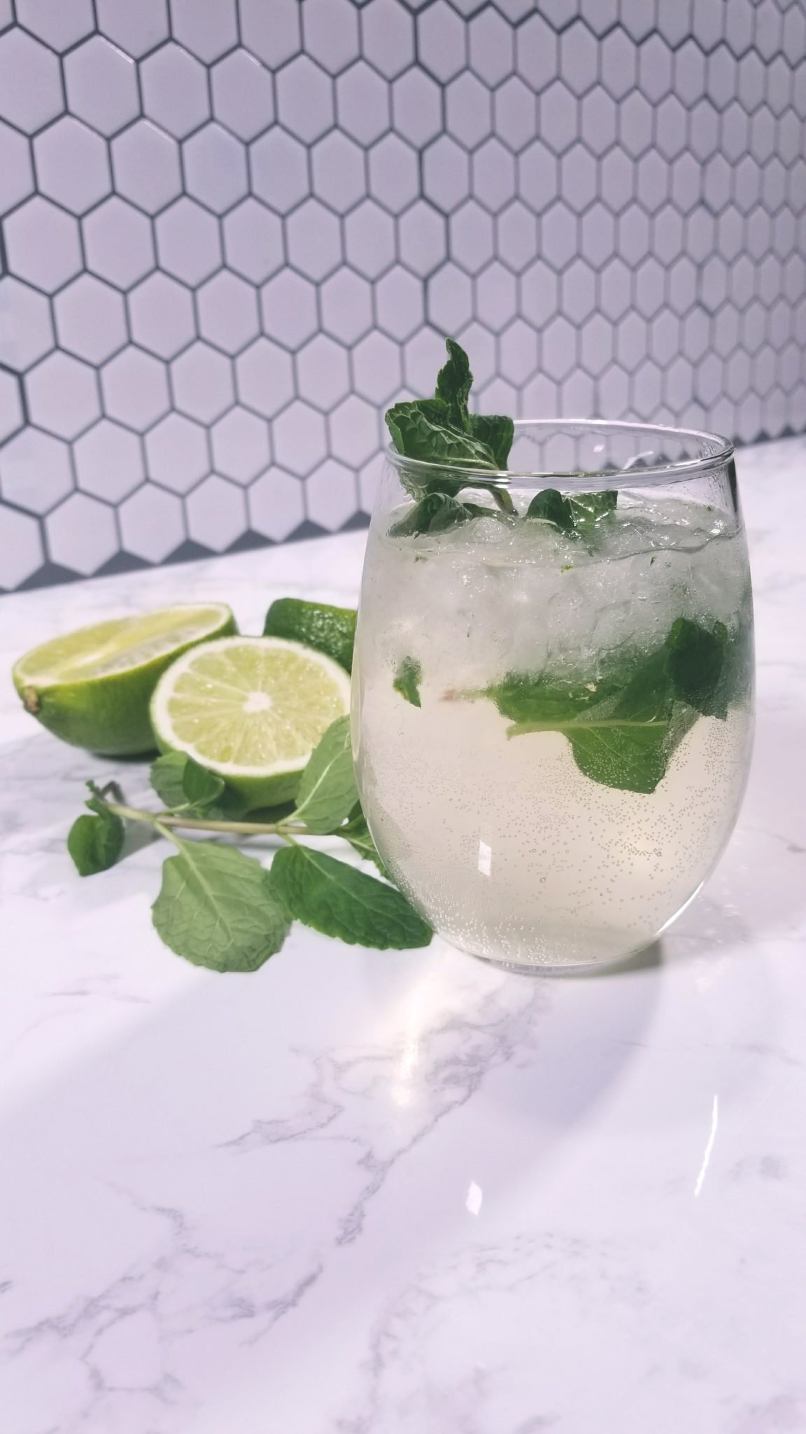 White wine mojito drink