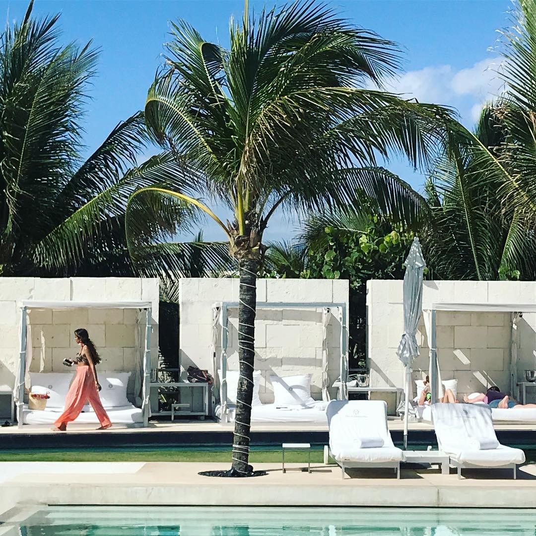 Bali beds at the pool of Blue Diamond Luxury Boutique Hotel in Riviera Maya