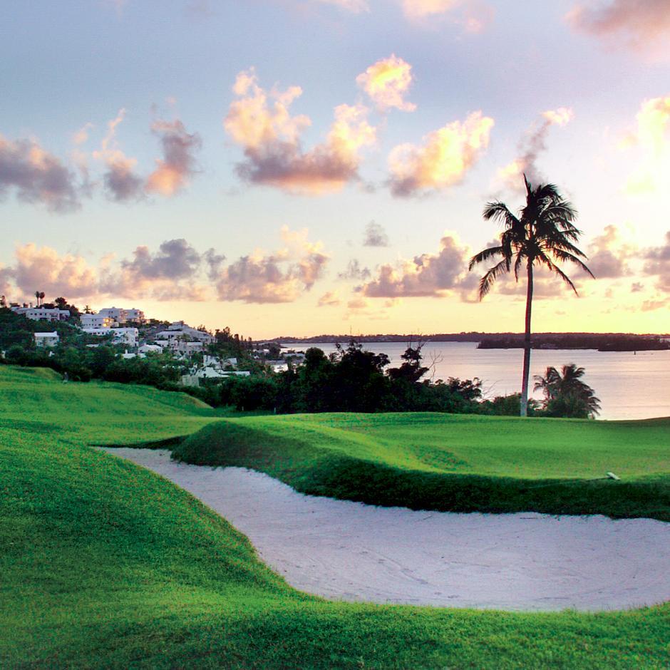 Sunset over golf course