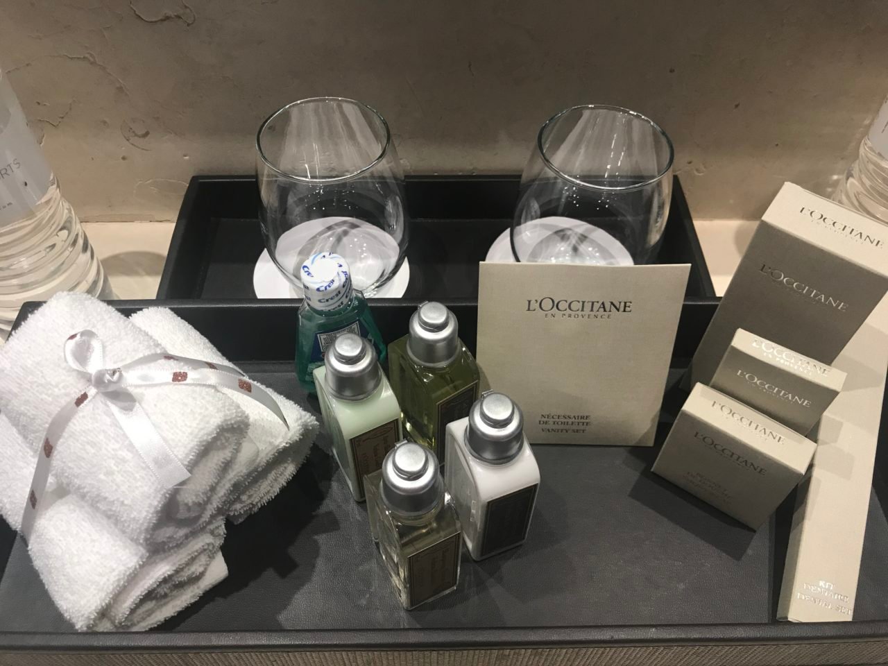 L'Occitane products in the bathroom