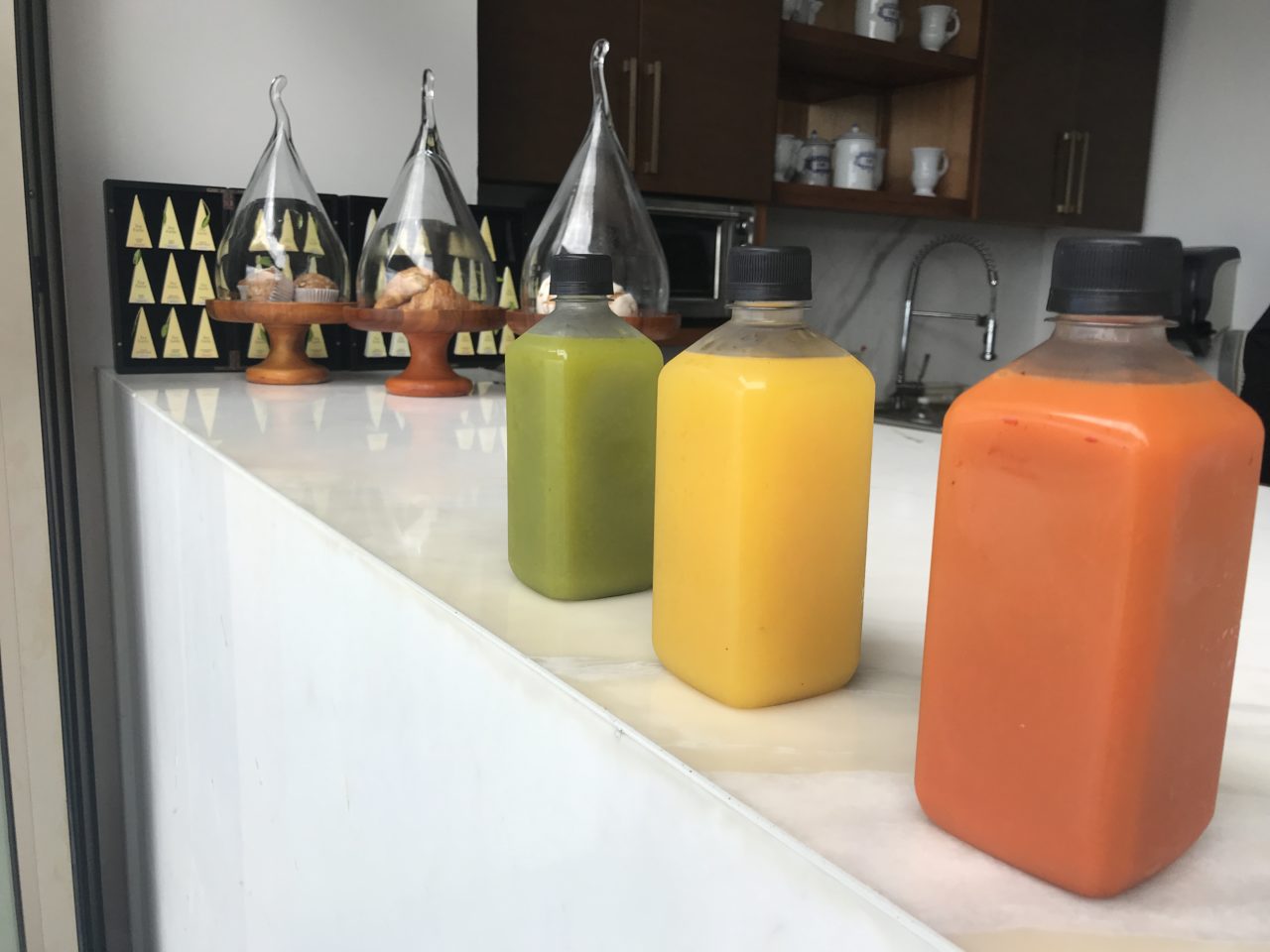 Freshly pressed juice at juice bar