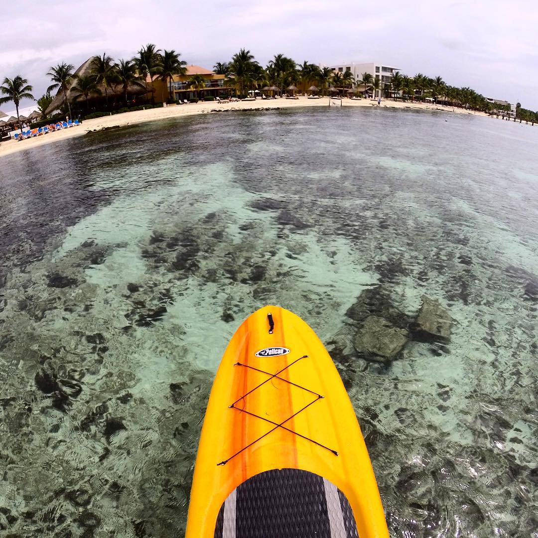 Paddle boarding in the ocean in Cancun