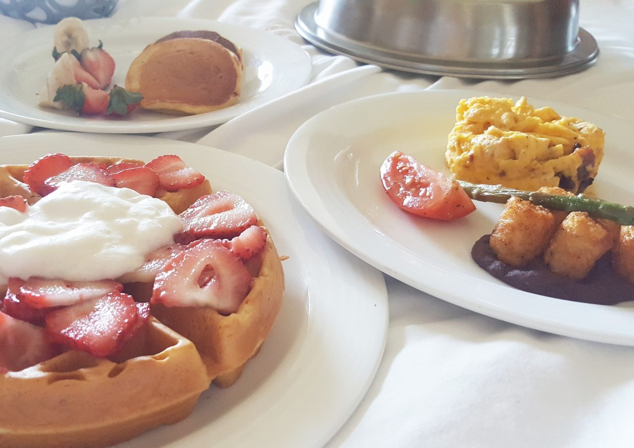 Room service breakfast in bed at Secrets Akumal Resort 