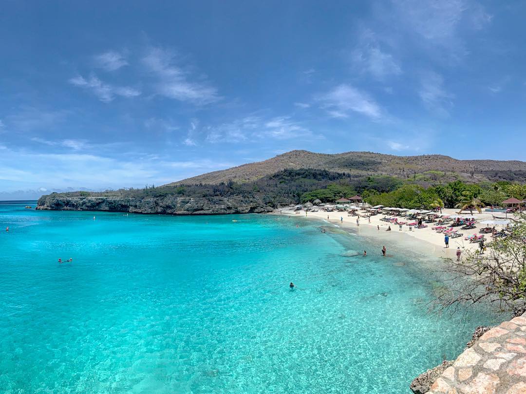 View of beach from a cliff. 