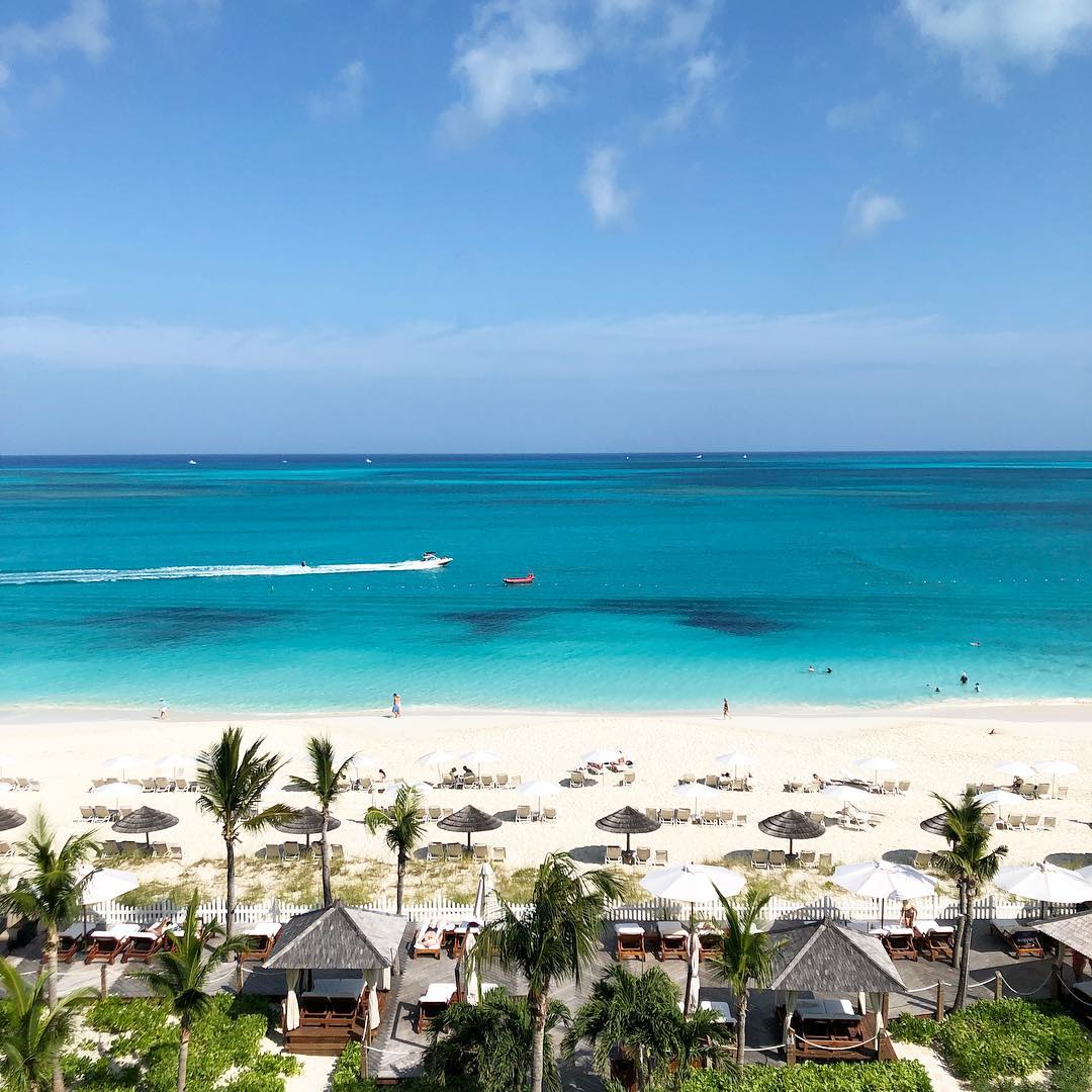 Overhead view of Grace Bay Beach. 