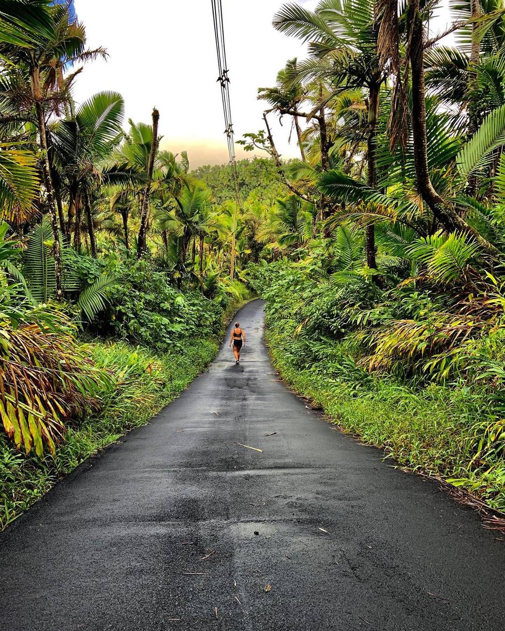 Girl on trail with forest surrounding her.