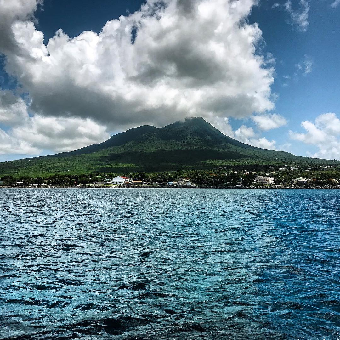 View of Nevis Peak from ocean.