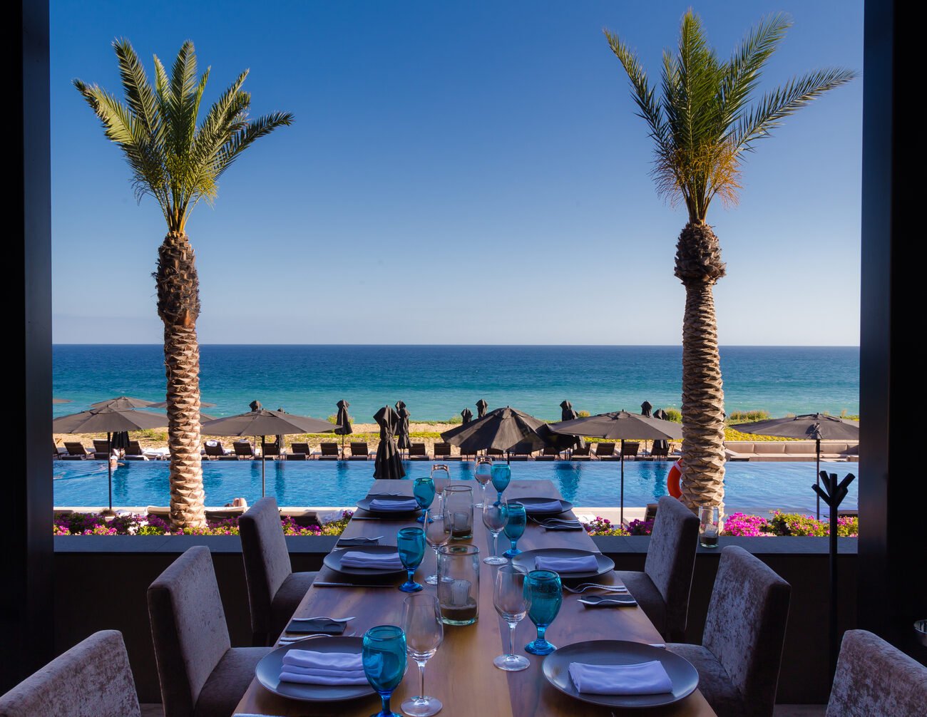 Dinner table with ocean view.