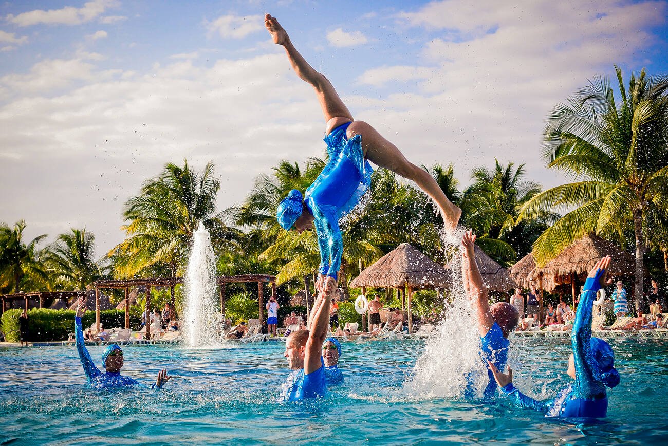 Acrobats in the pool.